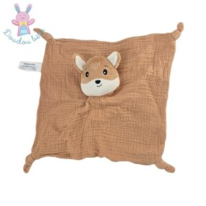 Doudou plat Renard beige blanc lange MES PETITS CAILLOUX