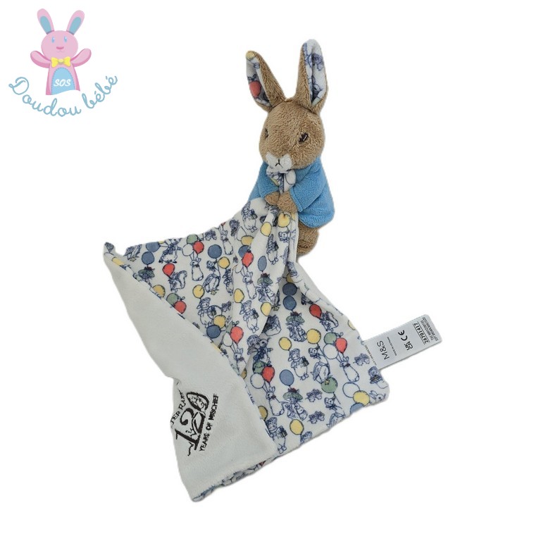 Doudou Lapin beige bleu mouchoir Peter Rabbit MARKS AND SPENCER