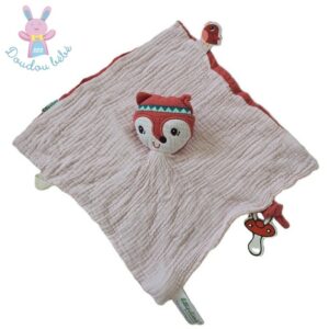 Doudou plat Renard tissu lange orange blanc LILLIPUTIENS