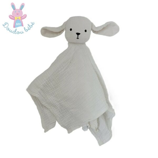 Doudou plat Lapin Mouton lange blanc noir BOUT'CHOU MONOPRIX