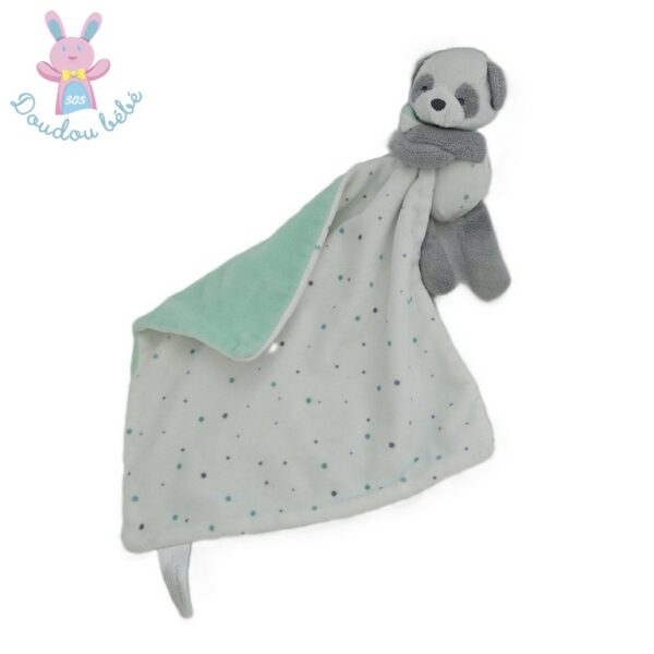 Doudou Panda mouchoir blanc gris bleu étoiles LITTLE KIDS