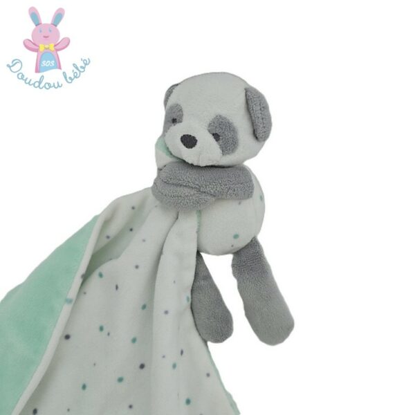 Doudou Panda mouchoir blanc gris bleu étoiles LITTLE KIDS