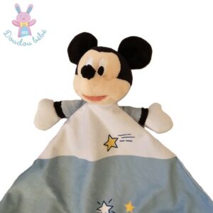 Doudou Souris Mickey bleu blanc noir étoiles DISNEY