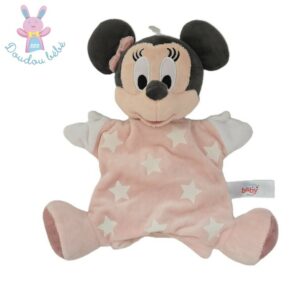 Doudou Minnie marionnette rose étoiles luminescent DISNEY