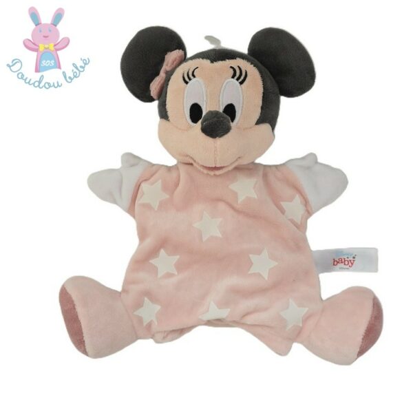 Doudou Minnie marionnette rose étoiles luminescent DISNEY