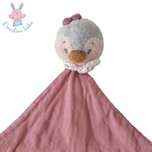 Grand doudou plat Pingouin lange rose Sasha et Pauline NATTOU