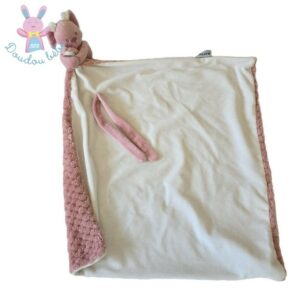 Doudou Lapin Lapidou rose blanc couverture gaufré NATTOU