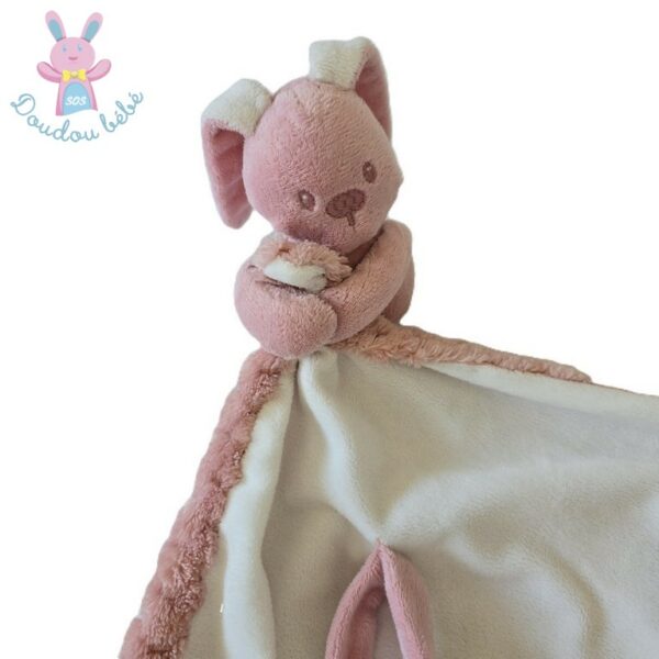 Doudou Lapin Lapidou rose blanc couverture gaufré NATTOU