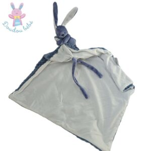 Doudou Lapin Lapidou couverture blanc et bleu foncé gaufré NATTOU
