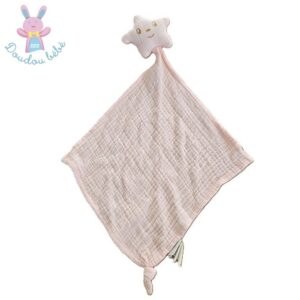 Doudou plat étoile mouchoir lange rose Orchestra Prémaman
