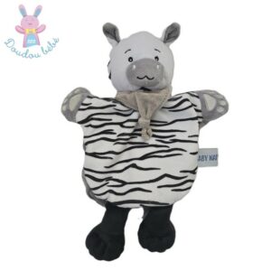 Doudou Zèbre marionnette noir blanc gris Savane BABY NAT