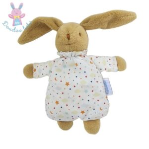 Doudou Lapin beige et blanc étoiles colorées ORCHESTRA