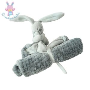 Doudou Lapin Lapidou vert d’eau couverture gaufré NATTOU