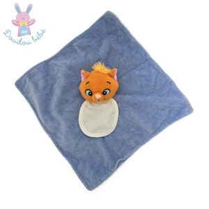 Doudou plat Chat Aristochats bleu blanc bavoir à broder DMC