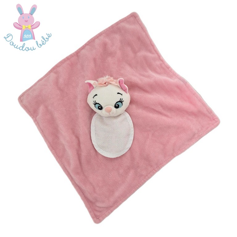 Doudou plat Chat Aristochats rose blanc bavoir à broder DMC