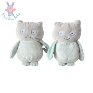 Lot de 2 doudous Chouette Hibou gris bleu étoiles ARTHUR ET LOLA