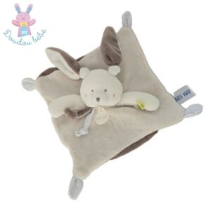 Doudou plat Lapin gris Les Layettes taupe marron BABY NAT