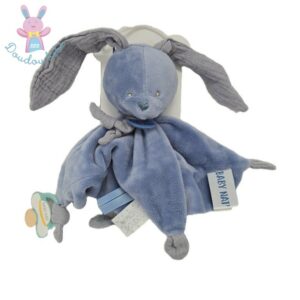 Doudou plat Lapin bleu mystère BABY NAT