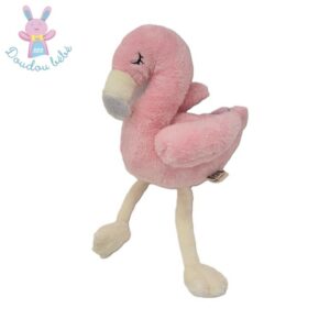 Doudou Flamant Rose rose blanc et gris NATURE PLANET