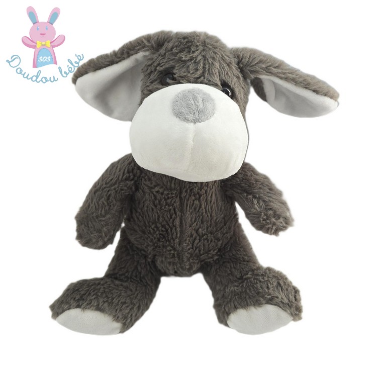 Doudou Chien tout doux gris et blanc Tom & Zoé