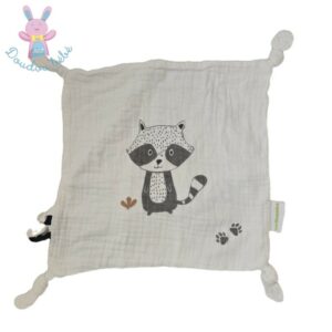 Doudou plat carré lange blanc gris VERTBAUDET