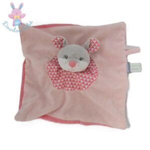 Doudou plat Souris rose gris triangles VERTBAUDET