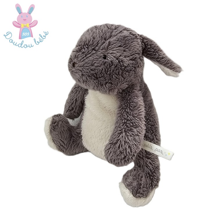 Doudou Lapin gris blanc A petits pas MOULIN ROTY
