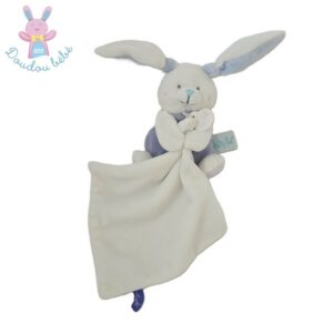 Doudou Lapin « blue » bleu blanc mouchoir BABY NAT
