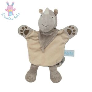 Doudou marionnette Hippopotame gris taupe Savane BABY NAT