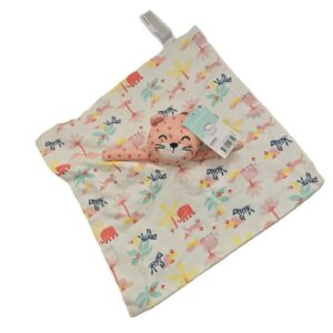 Doudou plat Léopard saumon blanc zèbre palmiers IN EXTENSO