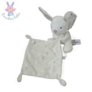 Doudou Lapin blanc gris mouchoir My little Bunny SIMBA