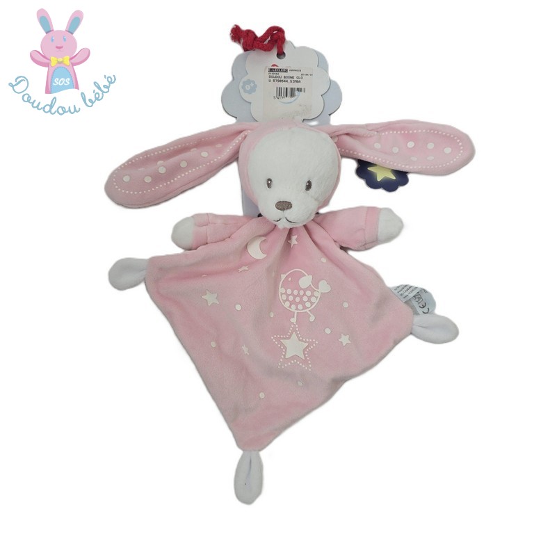 Doudou plat Ours déguisé Lapin rose blanc étoiles SIMBA NICOTOY