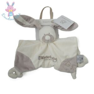 Doudou plat Lapin blanc beige « by Made 4 baby » VACO