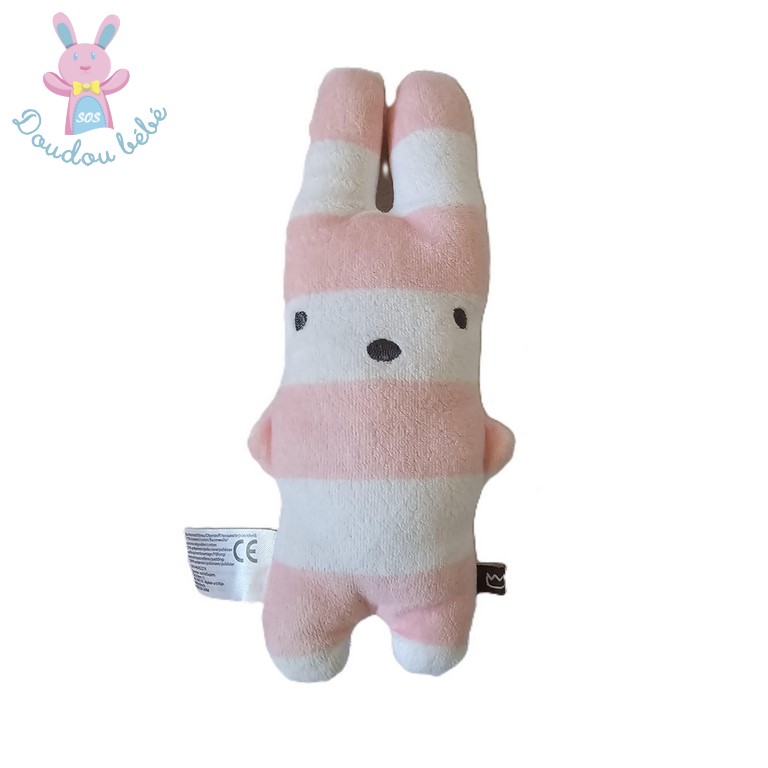 Doudou Lapin rayé rose blanc ZEEMAN