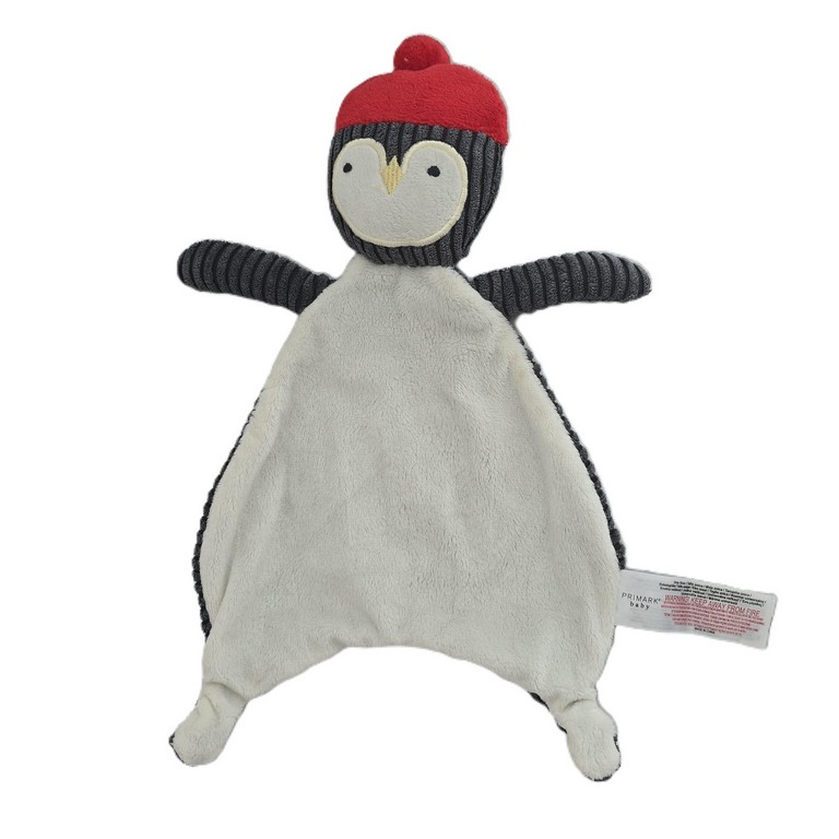 Doudou plat Pingouin blanc bleu marine rouge PRIMARK