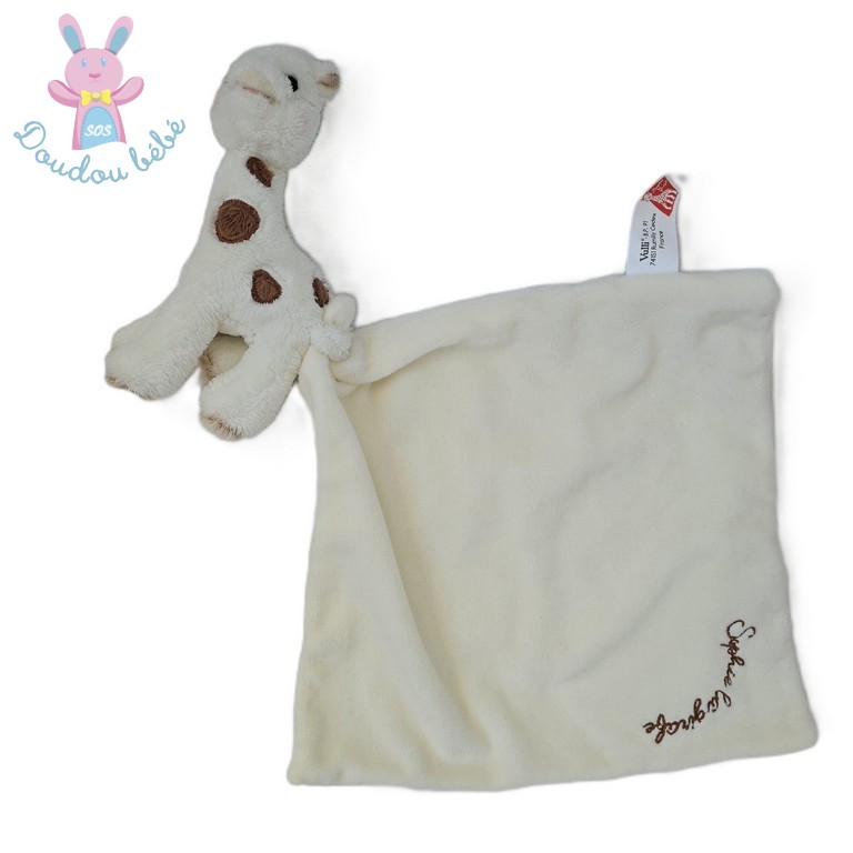 Doudou Sophie la Girafe écru pois marron mouchoir VULLI