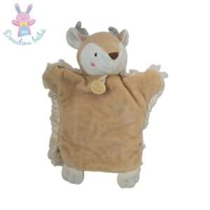Doudou marionnette élan beige blanc DOUDOU ET COMPAGNIE