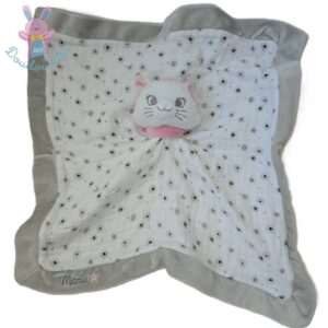 Doudou plat Chat Marie Aristochats lange blanc gris étoiles DISNEY