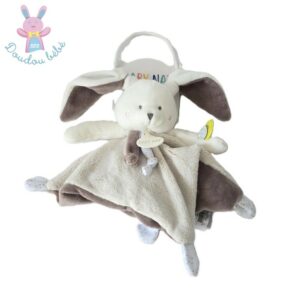 Doudou plat Lapin gris Les Layettes taupe marron BABY NAT