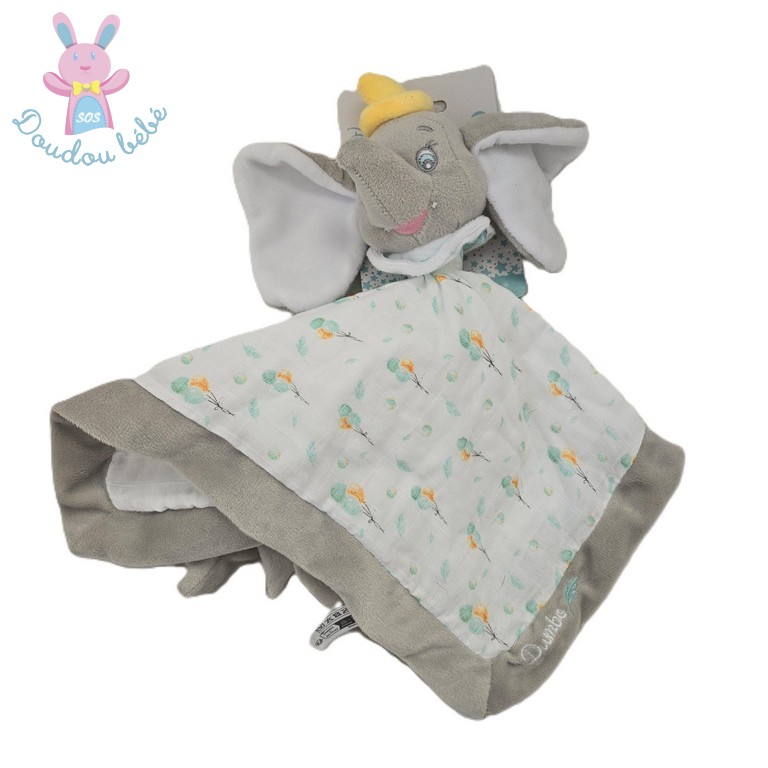 Doudou éléphant DUMBO gris blanc imprimé ballons DISNEY