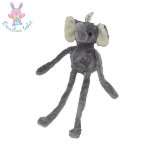 Doudou éléphant gris blanc NATURE PLANET