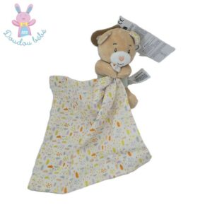 Doudou Ours beige vert mouchoir feuilles IN EXTENSO
