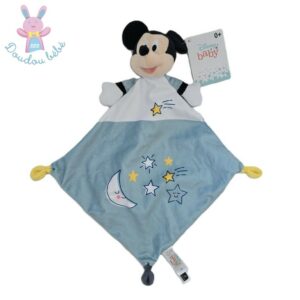 Doudou Souris Mickey bleu blanc noir étoiles DISNEY