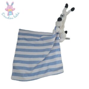 Doudou Chien Idéfix blanc mouchoir rayé bleu PARC ASTERIX