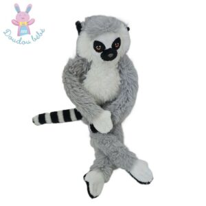 Doudou Lémurien gris blanc queue noir blanc 43 cm NATURE PLANET