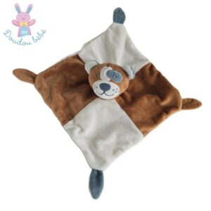 Doudou plat Chien marron blanc empreintes Gémo