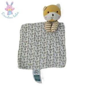 Renard plat bio jaune rayé lange feuilles DOUDOU ET COMPAGNIE