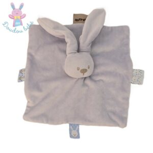 Doudou plat Lapin bleu pâle étiquettes NATTOU