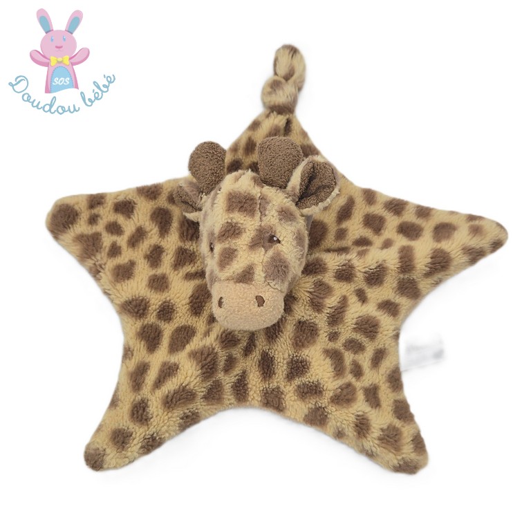 Doudou plat Girafe polaire marron crème KEELECO