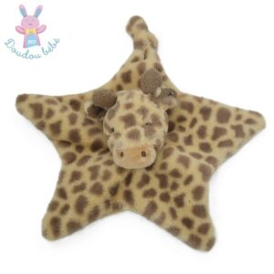 Doudou plat Girafe polaire marron crème KEELECO